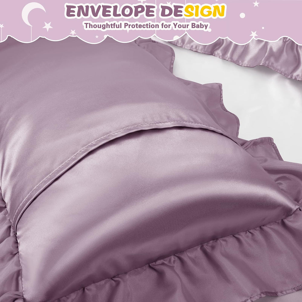 Entisn lavender pillowcase with envelope closure prevents tangling.