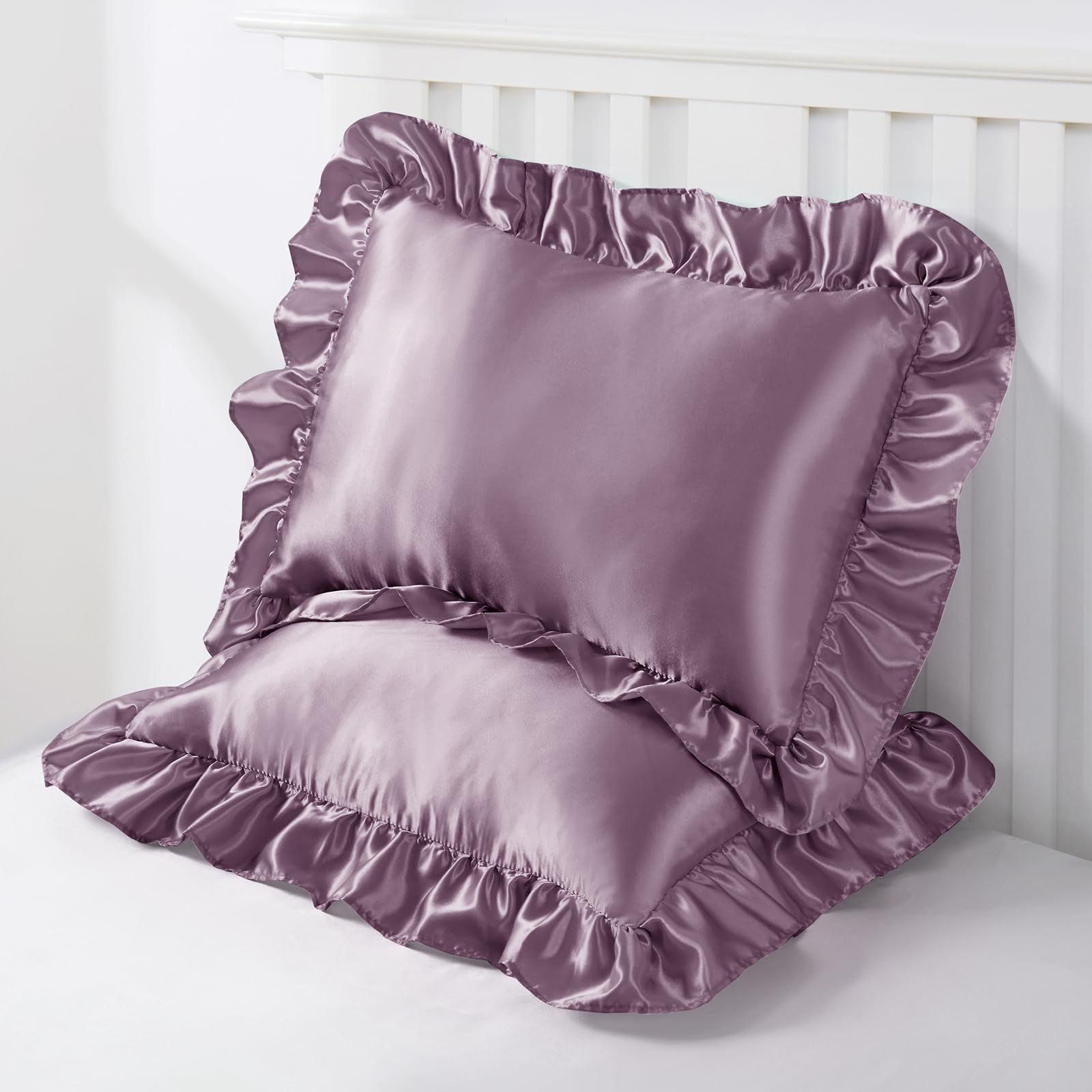 Entisn lavender pillowcase folded, travel and crib ready.