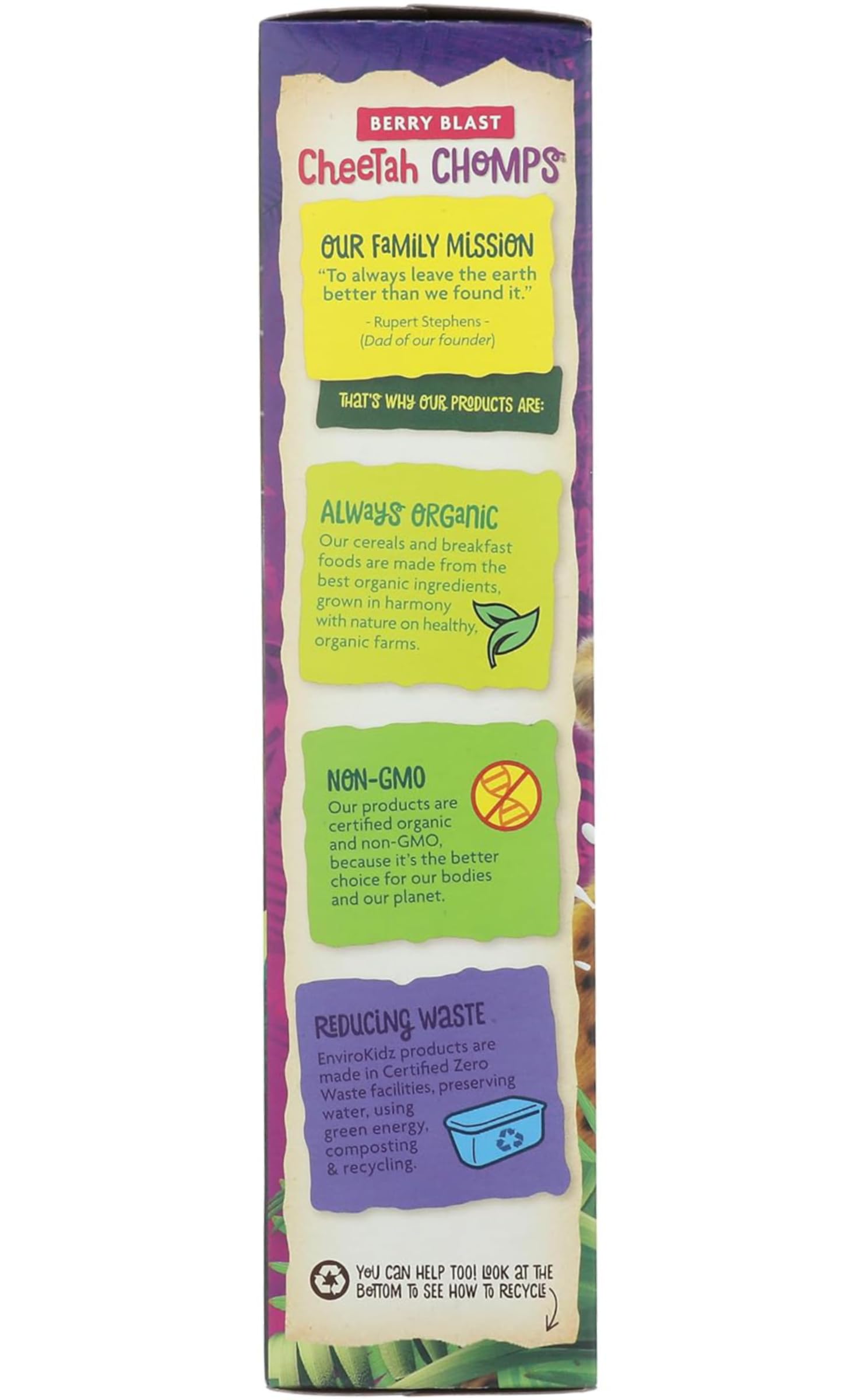 Gluten-free badge on EnviroKidz packaging highlights dietary option.
