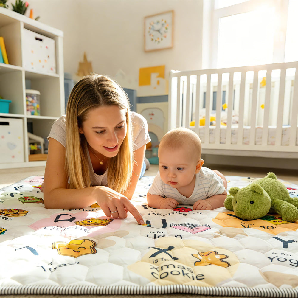ENVTEK gray-pattern play mat fits living rooms and nurseries