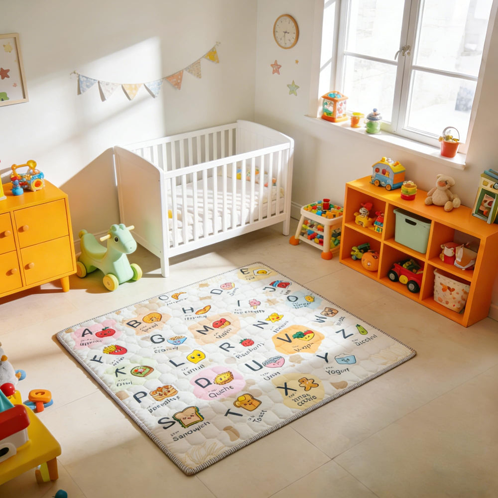 ENVTEK machine-washable baby mat for easy cleaning after messy play