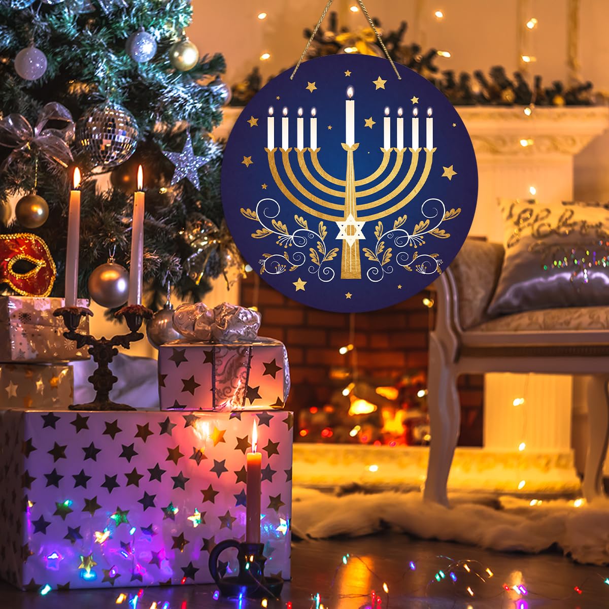 EODFFSGF Dreidel Hanukkah wall sign for festive display.