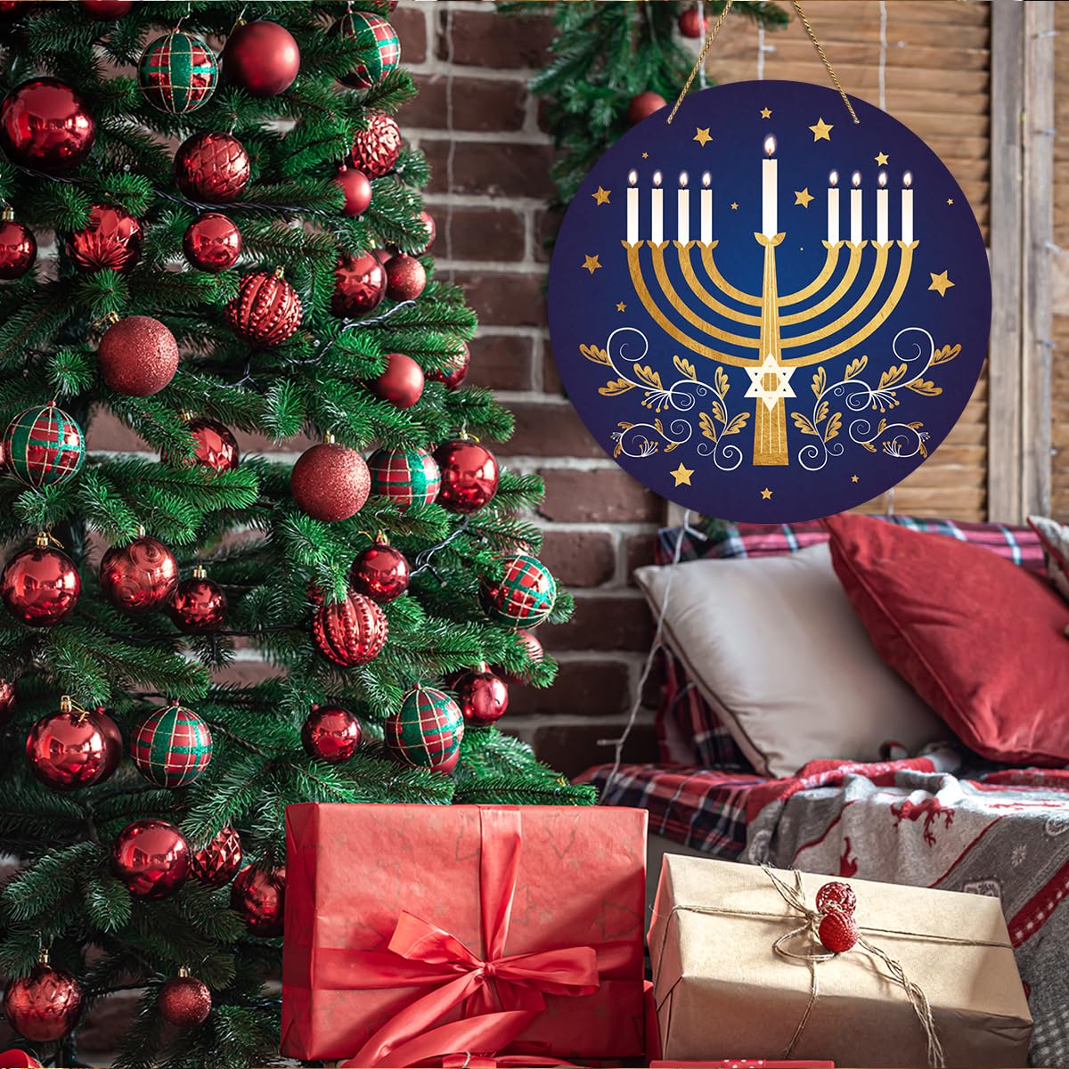 EODFFSGF Hanukkah gifts wooden decor ideal centerpiece or wall accent.