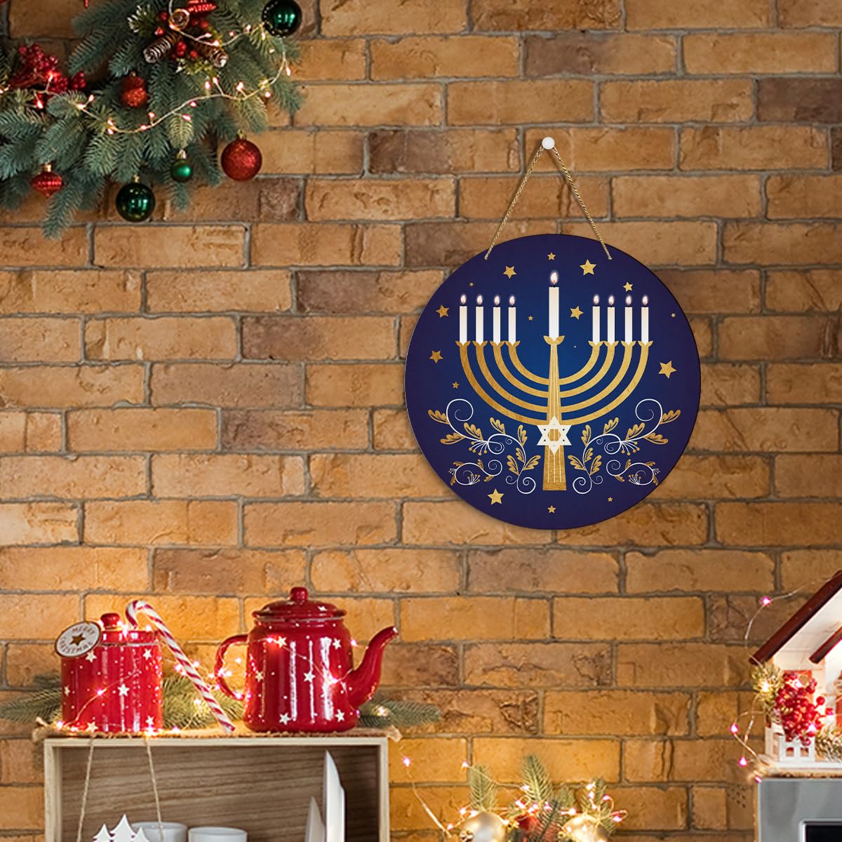 EODFFSGF Jewish Christmas decor wall hanging adds warm holiday charm.