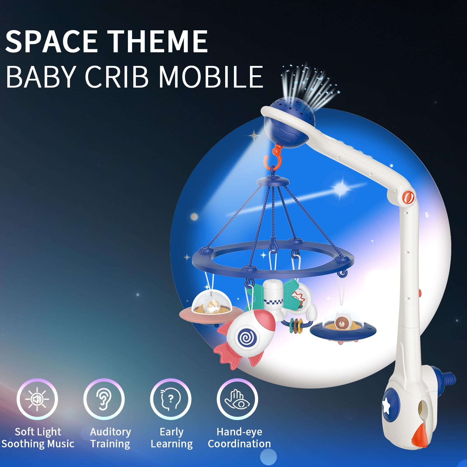 EonianHolme space mobile rotating pendants providing gentle visual stimulation