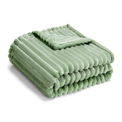 Eonkasp sage striped fleece baby blanket for crib warmth