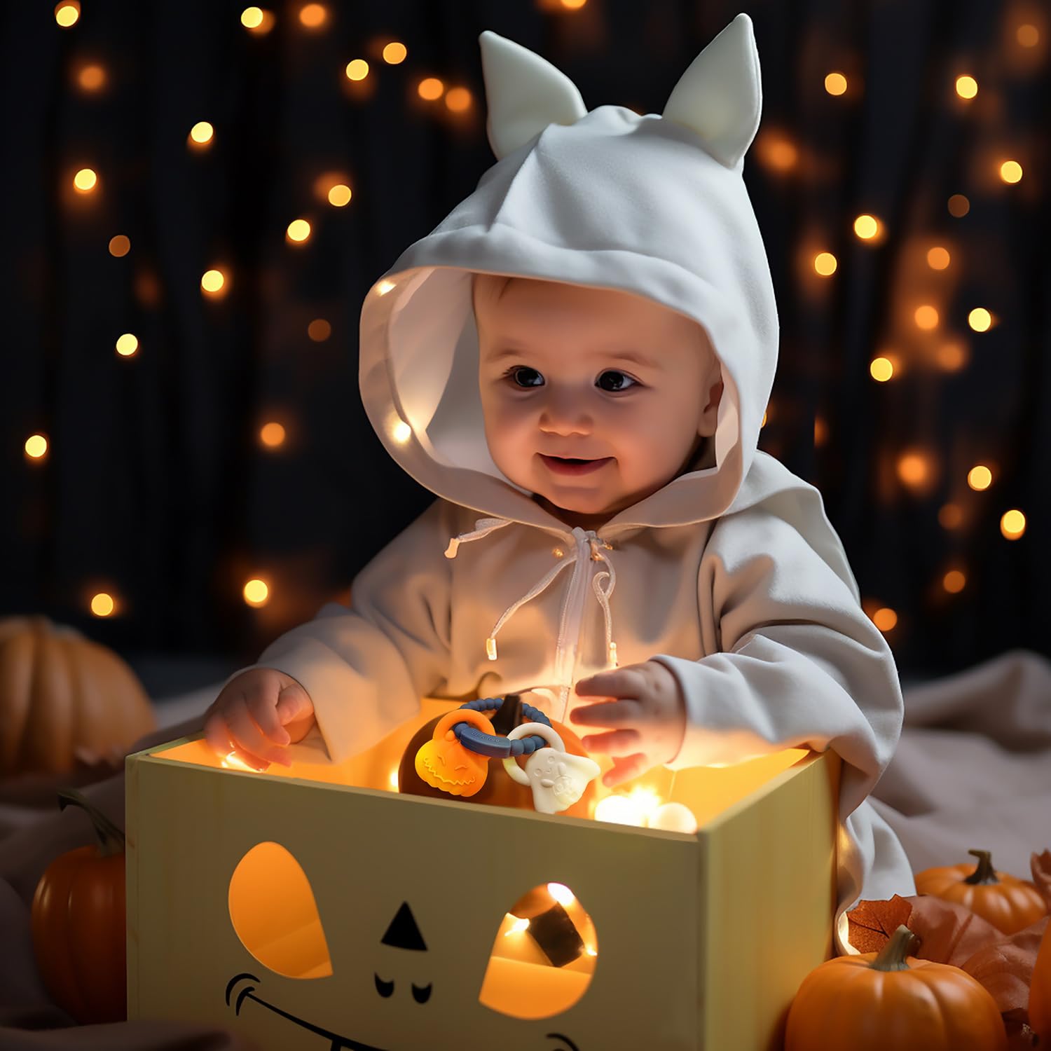 Eoopoon dark-grey Halloween teether designed for little hands and curious mouths