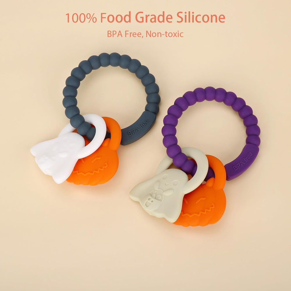 Eoopoon silicone teether with multiple textures for gum massage and distraction