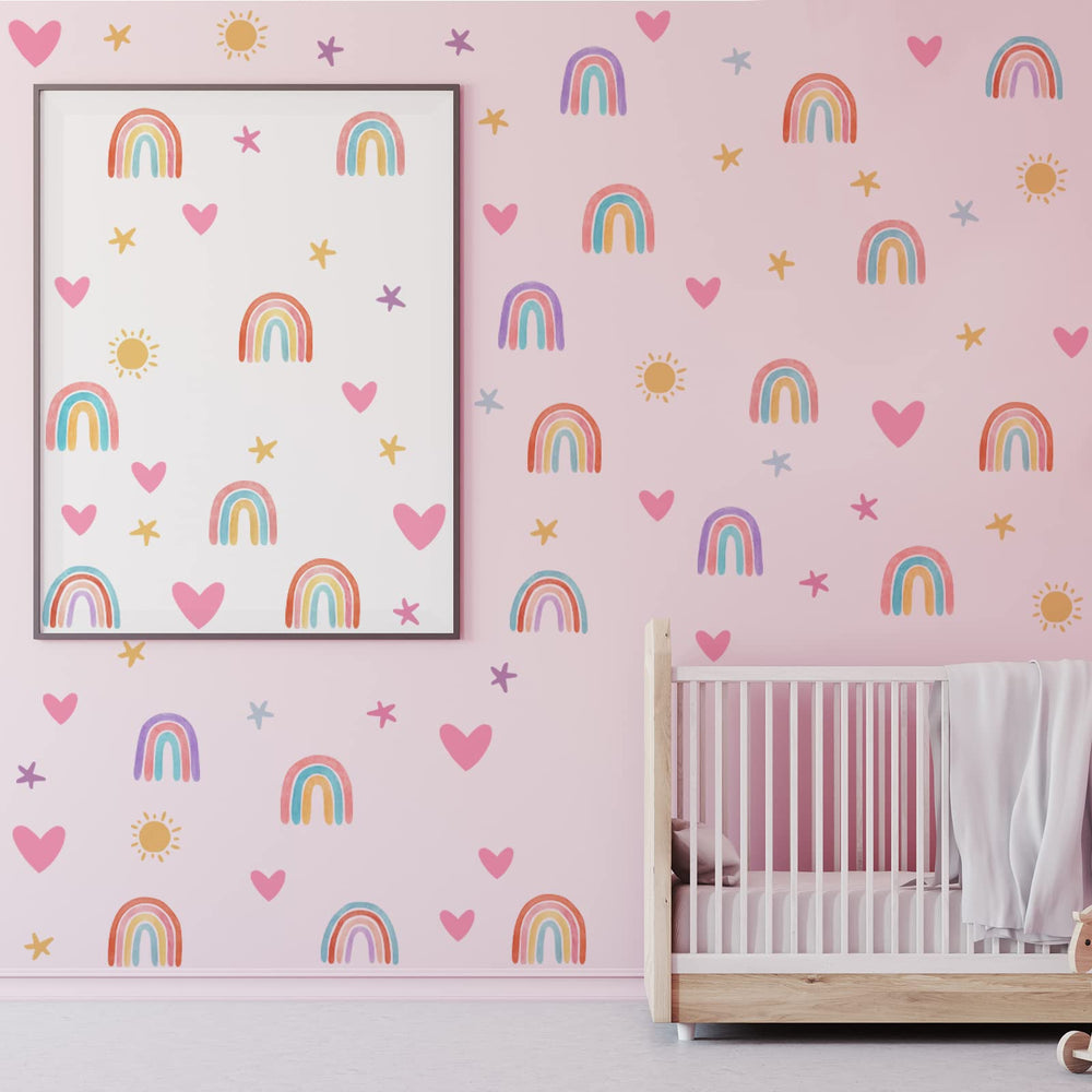 Epakh rainbow wall decor close-up highlights watercolor detail for dreamy walls.