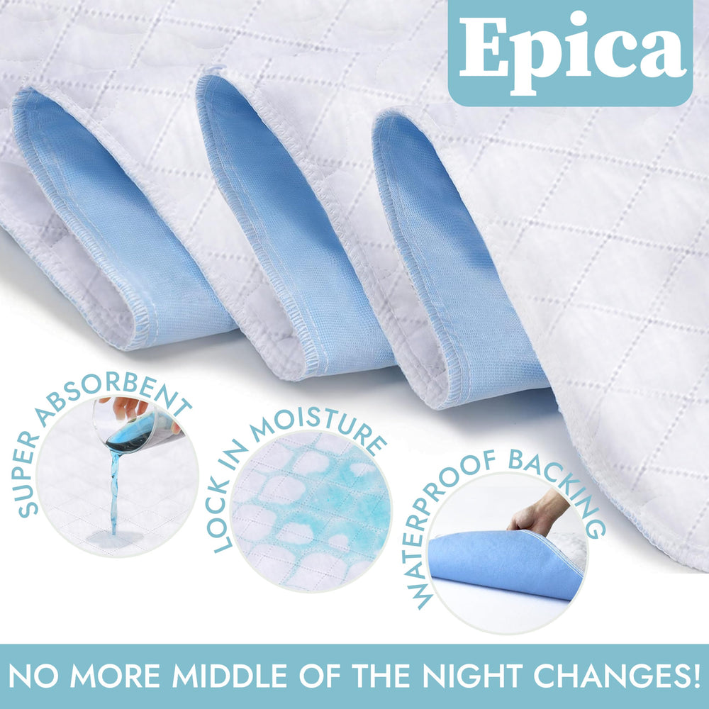 Epica bed pad washable and reusable saves money while reducing waste.
