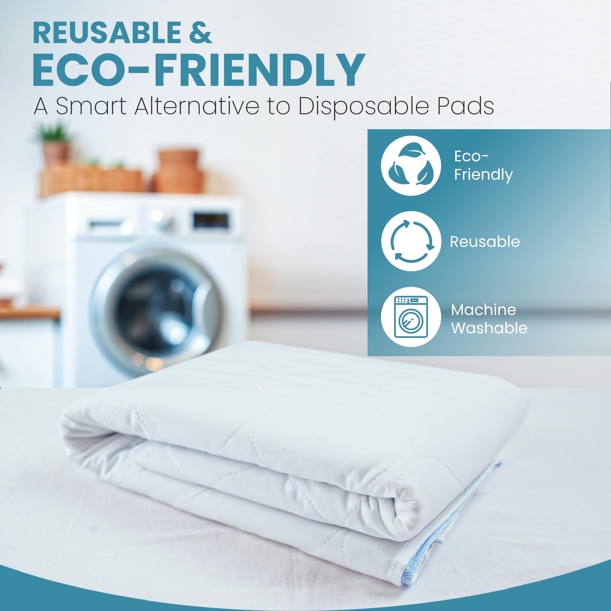 Epica bed pads in use on a bed for home care and hospital settings.