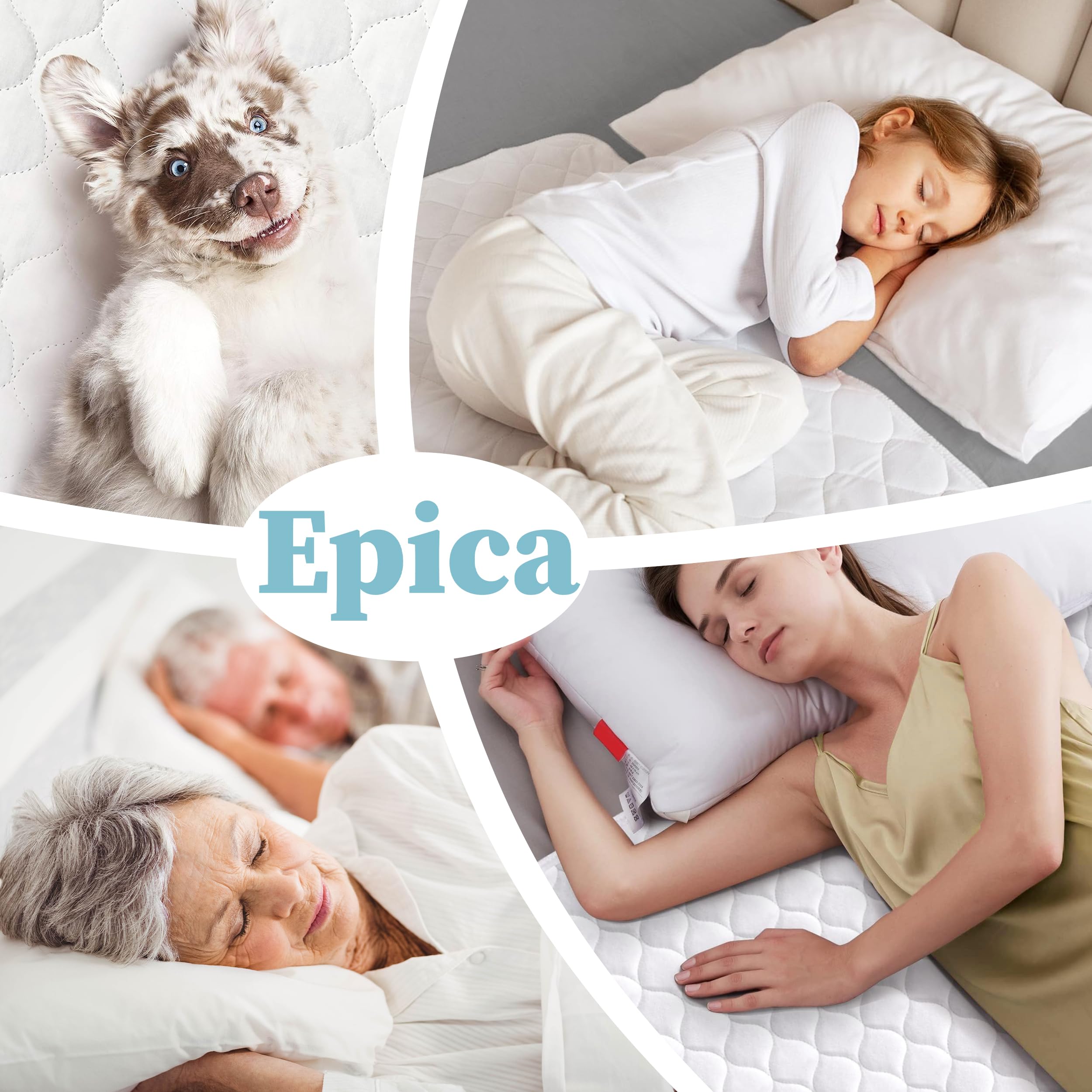 Epica Premium Ultra Plus bed pad in-use demonstrates protection for adults and children.