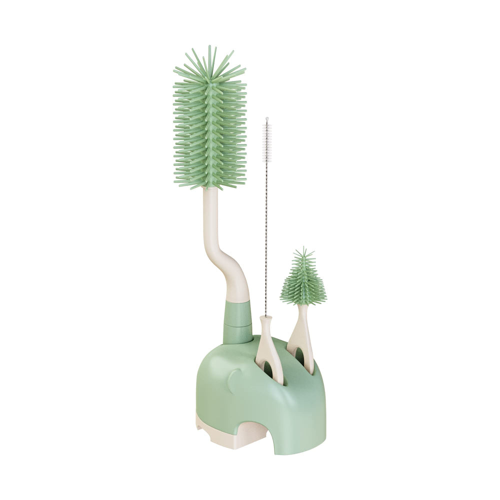 ePiiChua silicone bottle brush with stand for easy, thorough bottle cleaning.