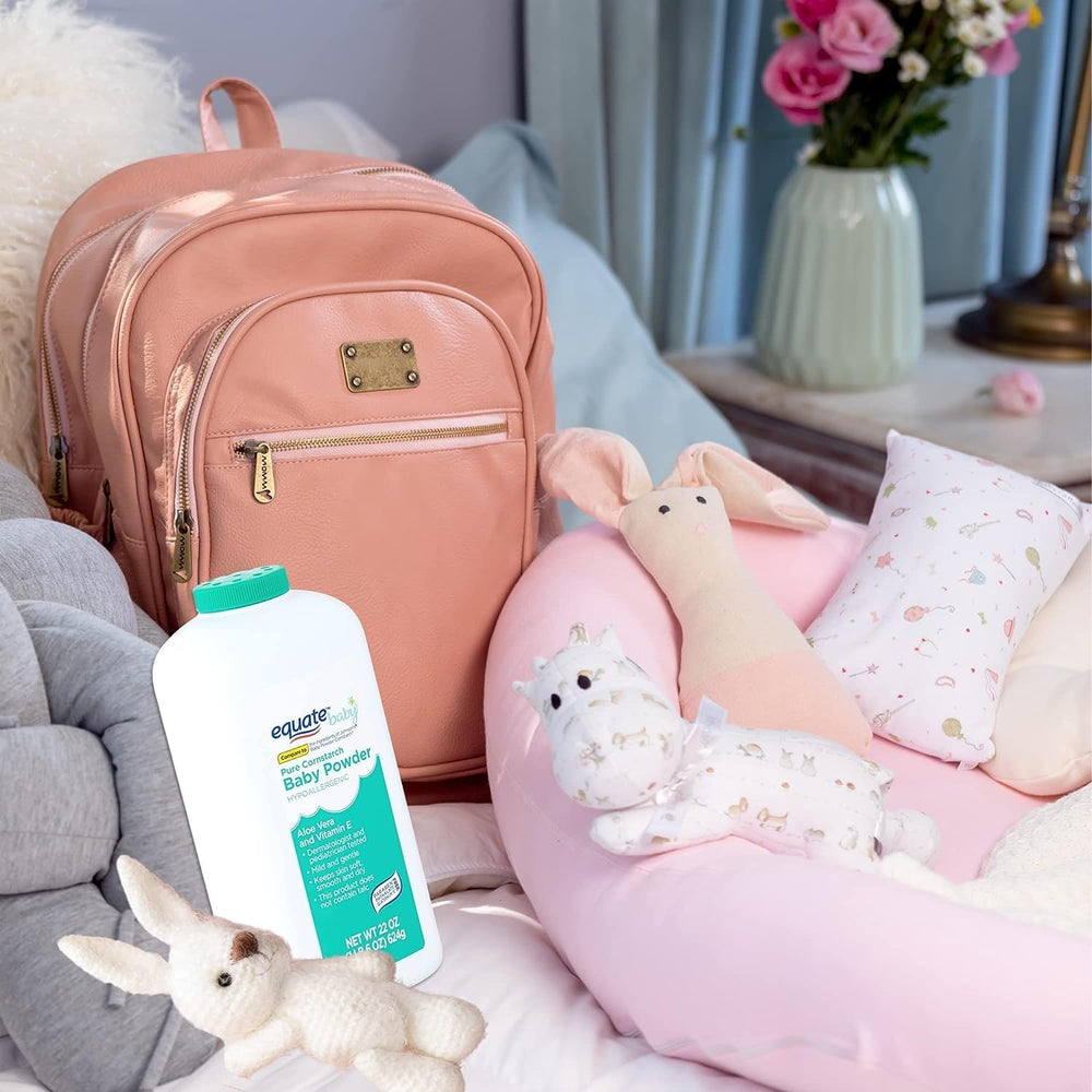 Equate Baby Powder packaging on shelf communicates family-friendly care.