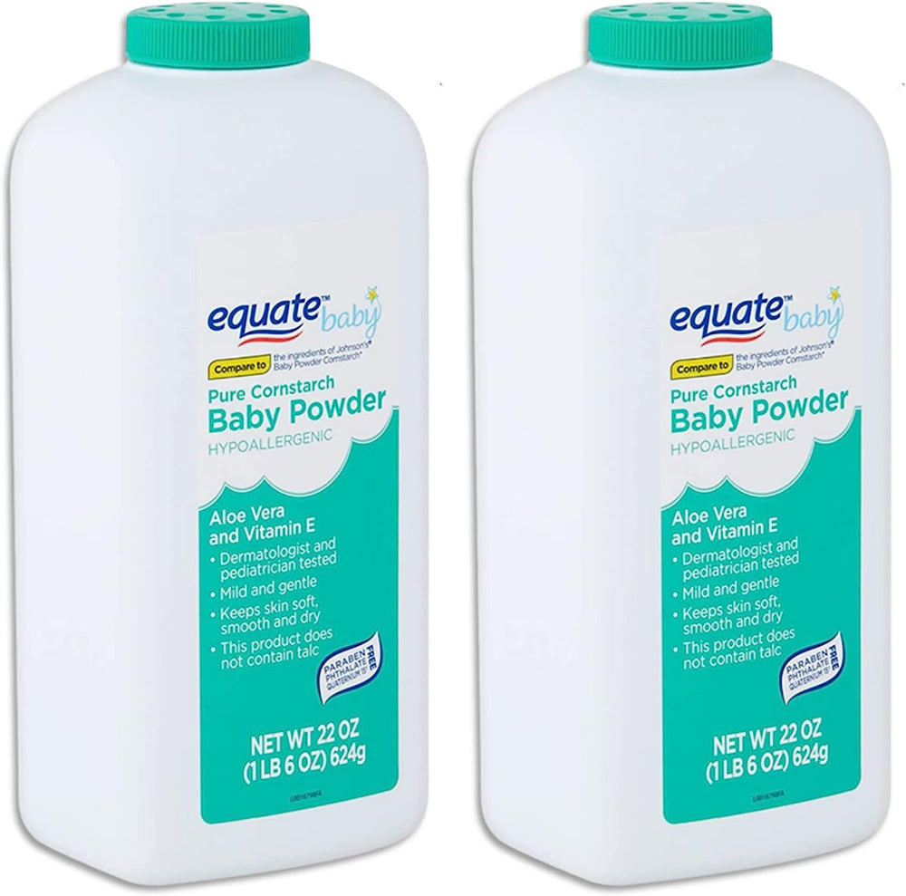 Equate powder-dispense-cap closeup demonstrates gentle release and smooth texture.