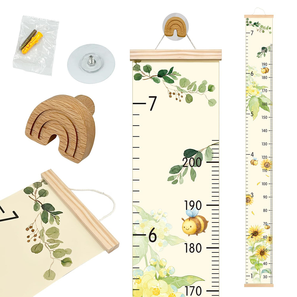 EQUNROY growth chart wall sunflower design for cheerful nurseries and tracking height.