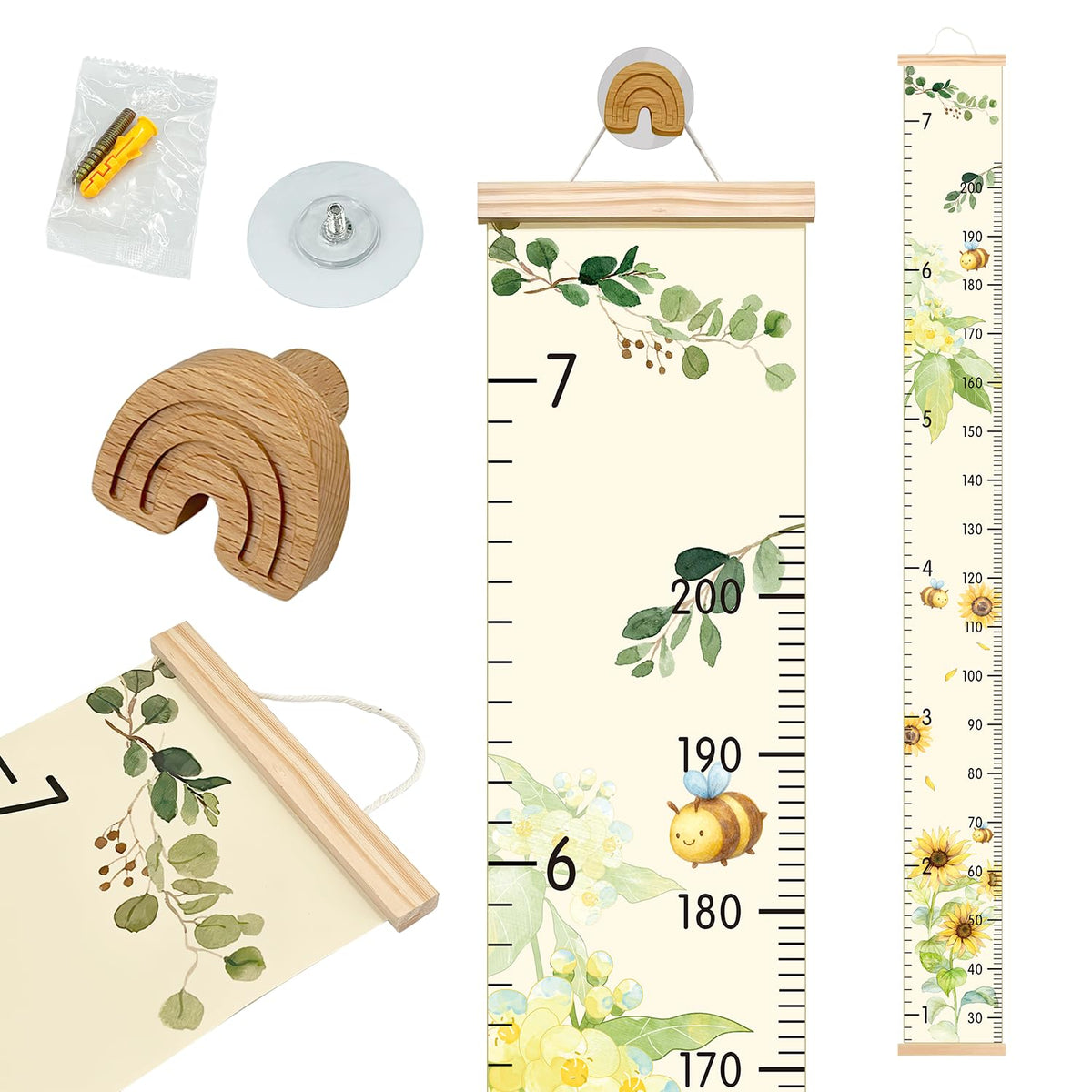 EQUNROY growth chart wall sunflower design for cheerful nurseries and tracking height.