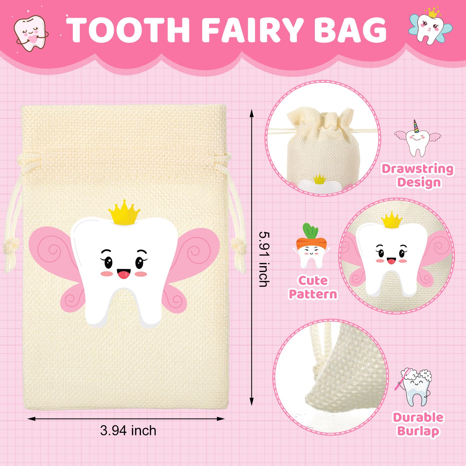 Equsion tooth fairy wood box pink compact keeps lost tooth secure.