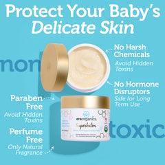 Era Organics Healing Ointment ingredients spotlight on chamomile and calendula for skin nourishment.