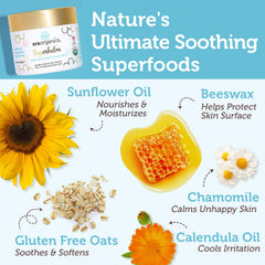 Era Organics Healing Ointment babies tub closeup shows creamy texture for gentle application.