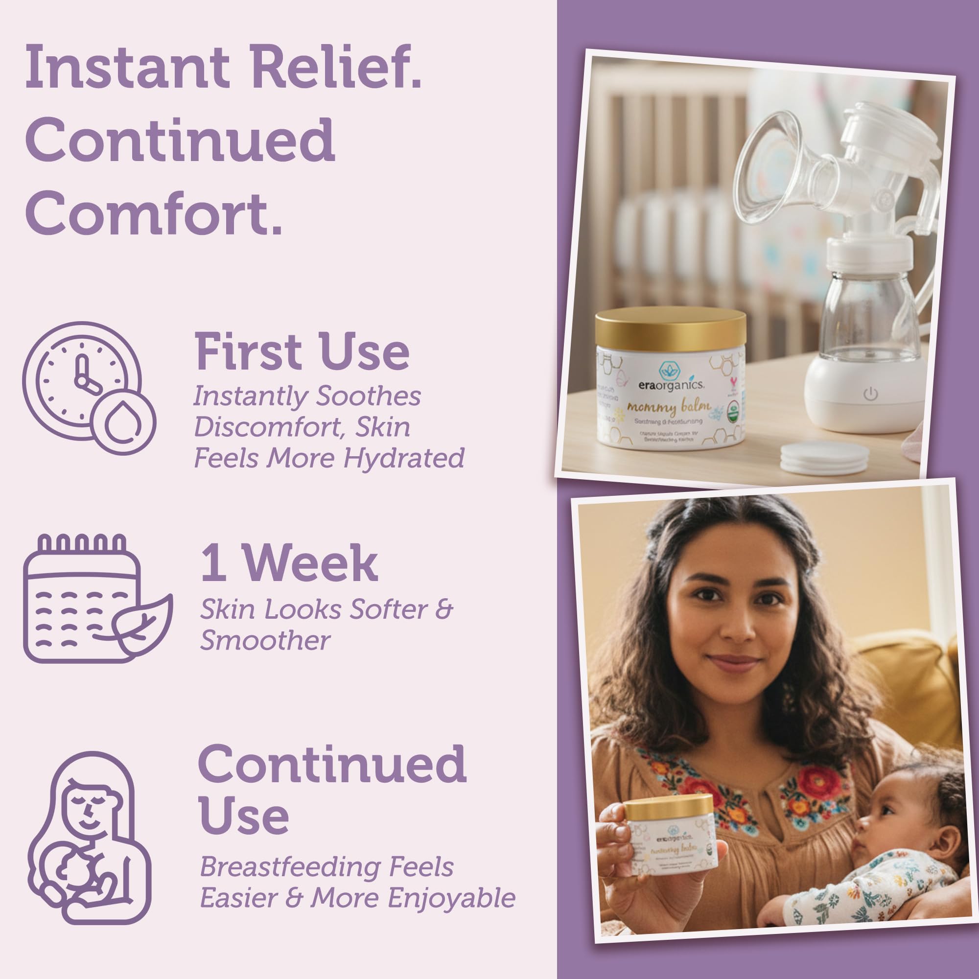 Era Organics Nipple Butter ingredients blend with chamomile and calendula for nourishment.