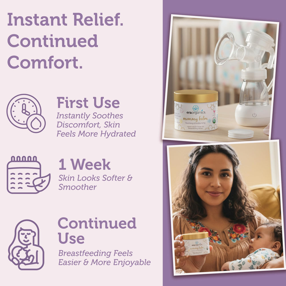 Era Organics Nipple Butter ingredients blend with chamomile and calendula for nourishment.