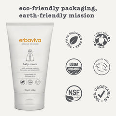 erbaviva Baby Cream on hand demonstrates easy daily moisturizing.