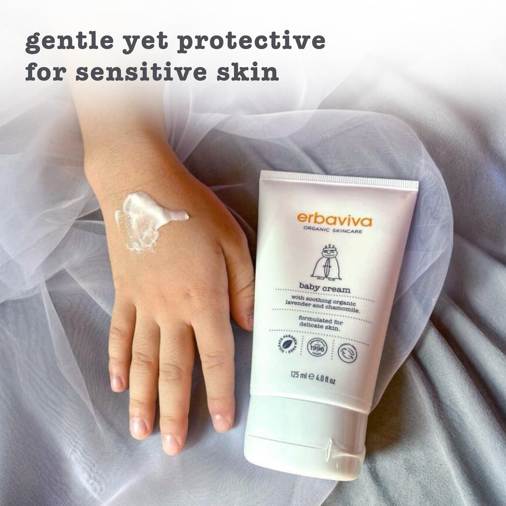 erbaviva Baby Cream label features natural organic ingredients.