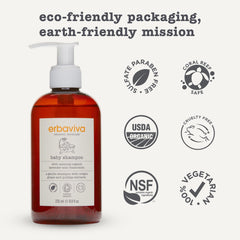 erbaviva baby shampoo foam shows soft lather on delicate hair.