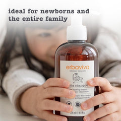 erbaviva baby shampoo label highlights organic and gentle formula.