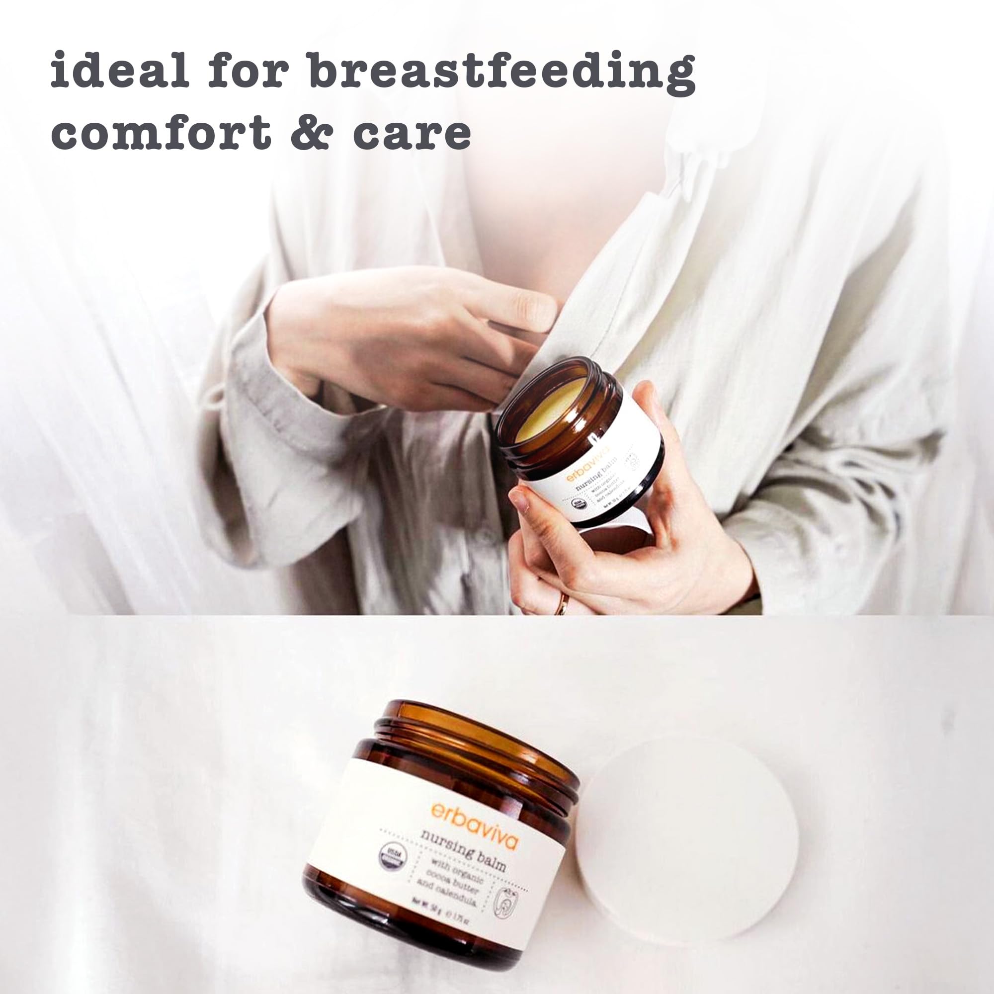 Erbaviva Nursing Balm can be used before feeding to hydrate skin