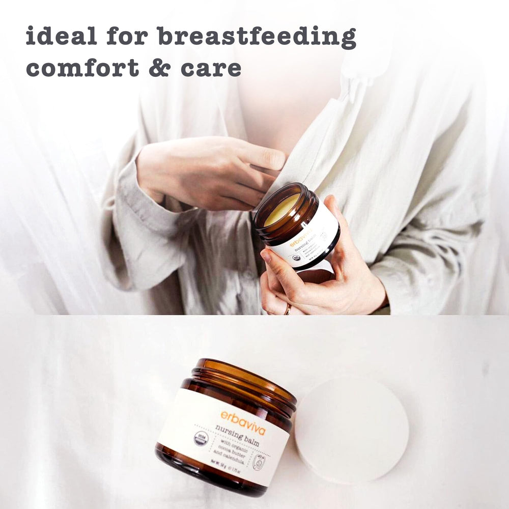 Erbaviva Nursing Balm can be used before feeding to hydrate skin