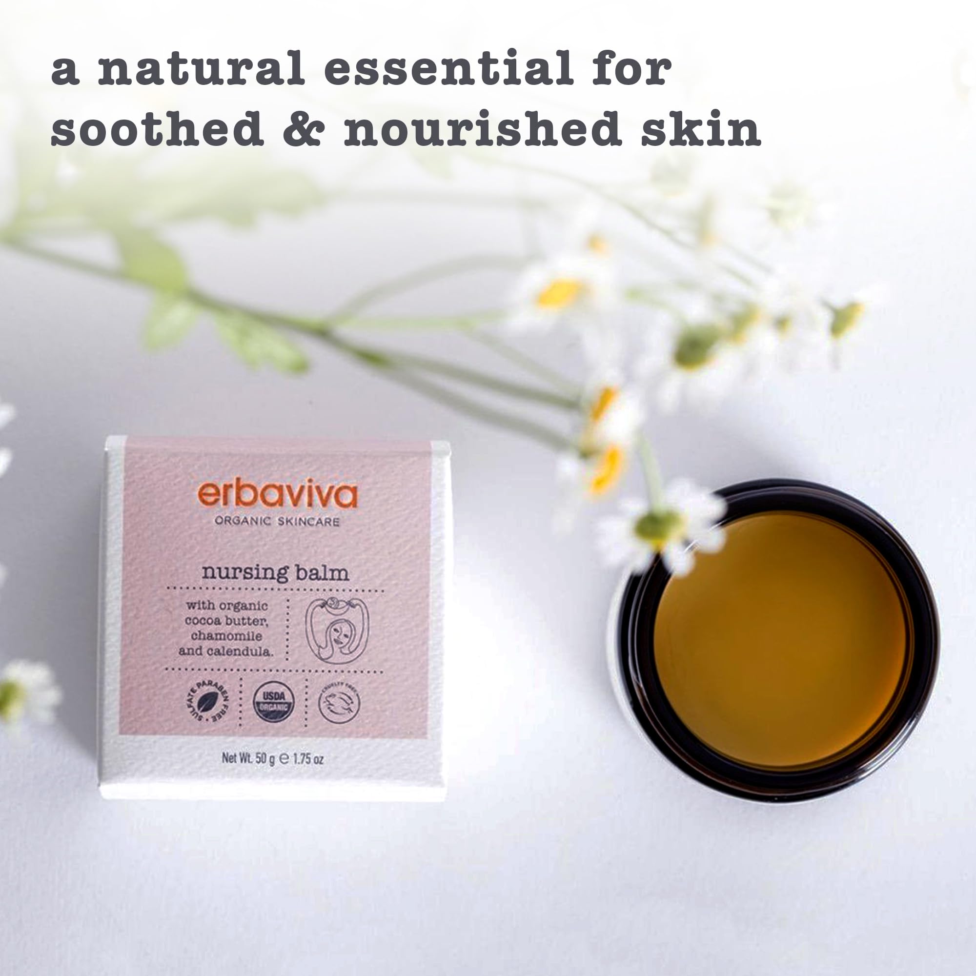Erbaviva Nursing Balm uses natural coconut and sunflower oils