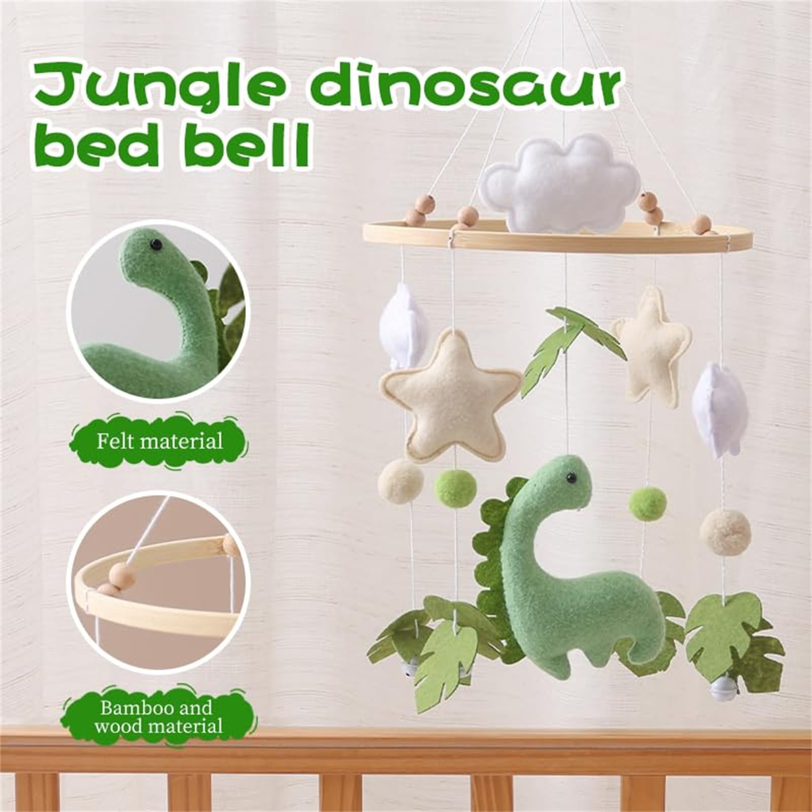 Erboinely felt dinos and stars decorate nurseries with soft textures and craft detail.