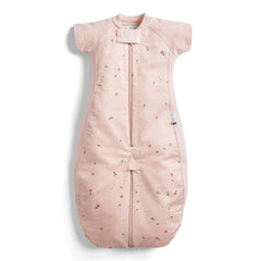 ergo-pouch sleep suit bag front view showing daisies, soft organic cotton for cozy nights