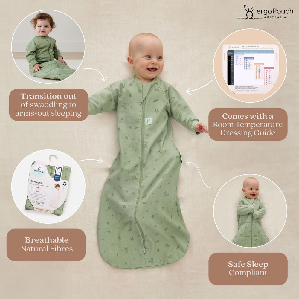 ergoPouch jersey sleeping bag bell-bottom for free hip movement.
