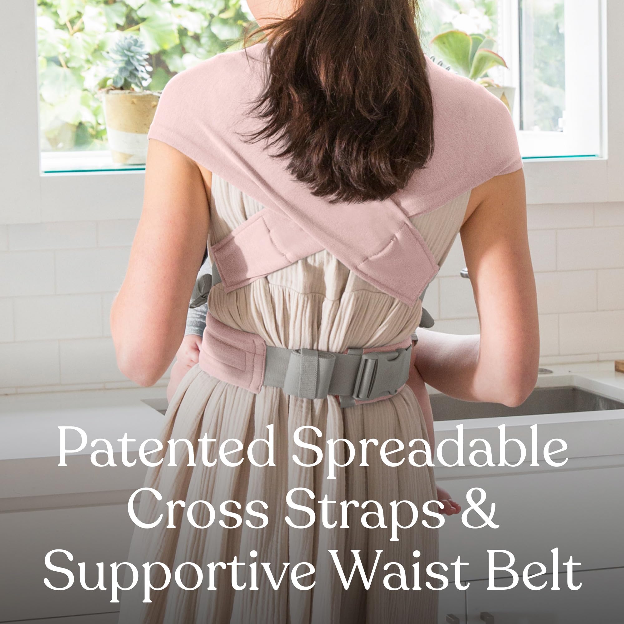 Ergobaby Embrace knit outward-facing mode showcases versatile carrying positions.