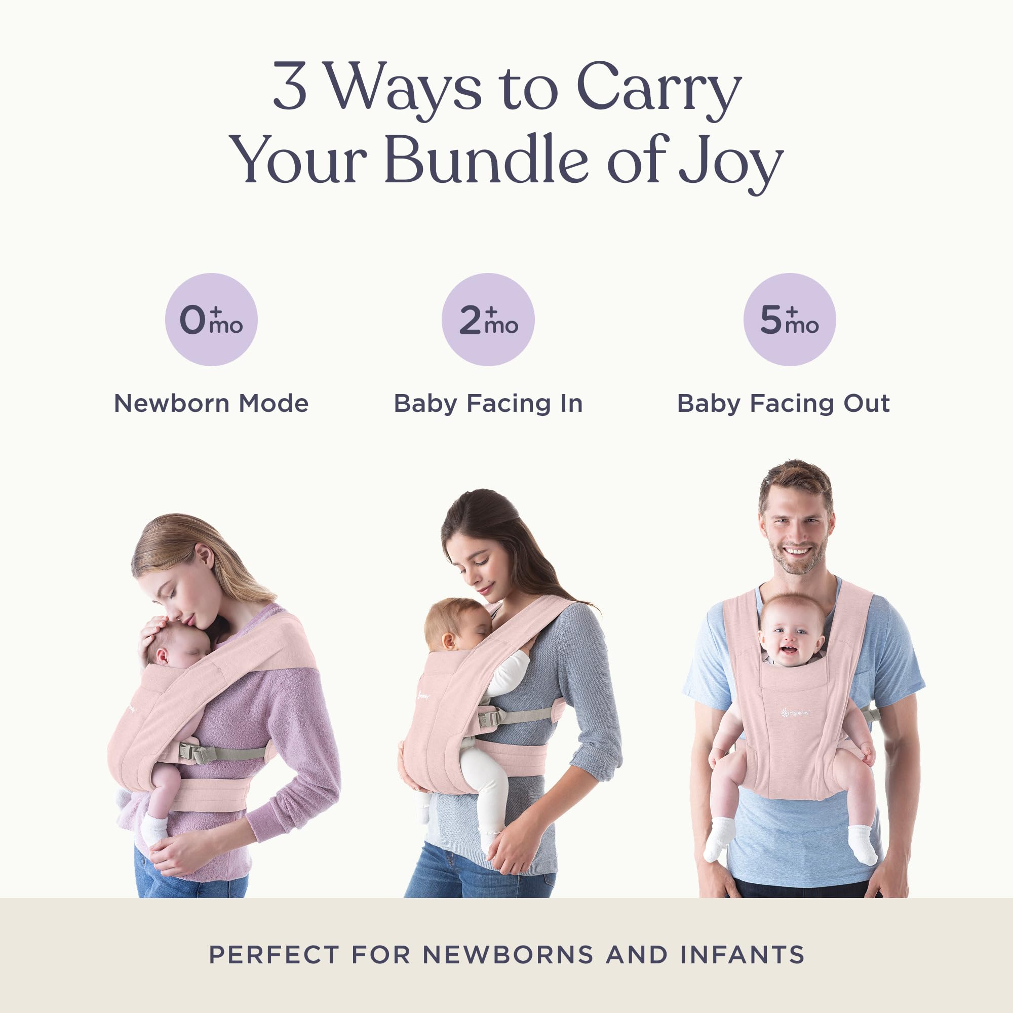Ergobaby Embrace knit padded head-neck support provides gentle stabilization for newborns.