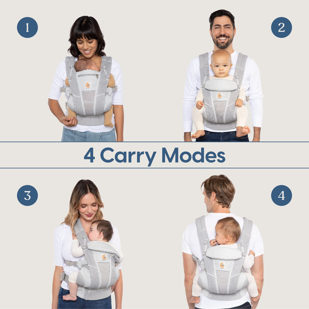 Ergobaby Omni Dream Cotton Carrier newborn-facing view highlights ergonomic support.