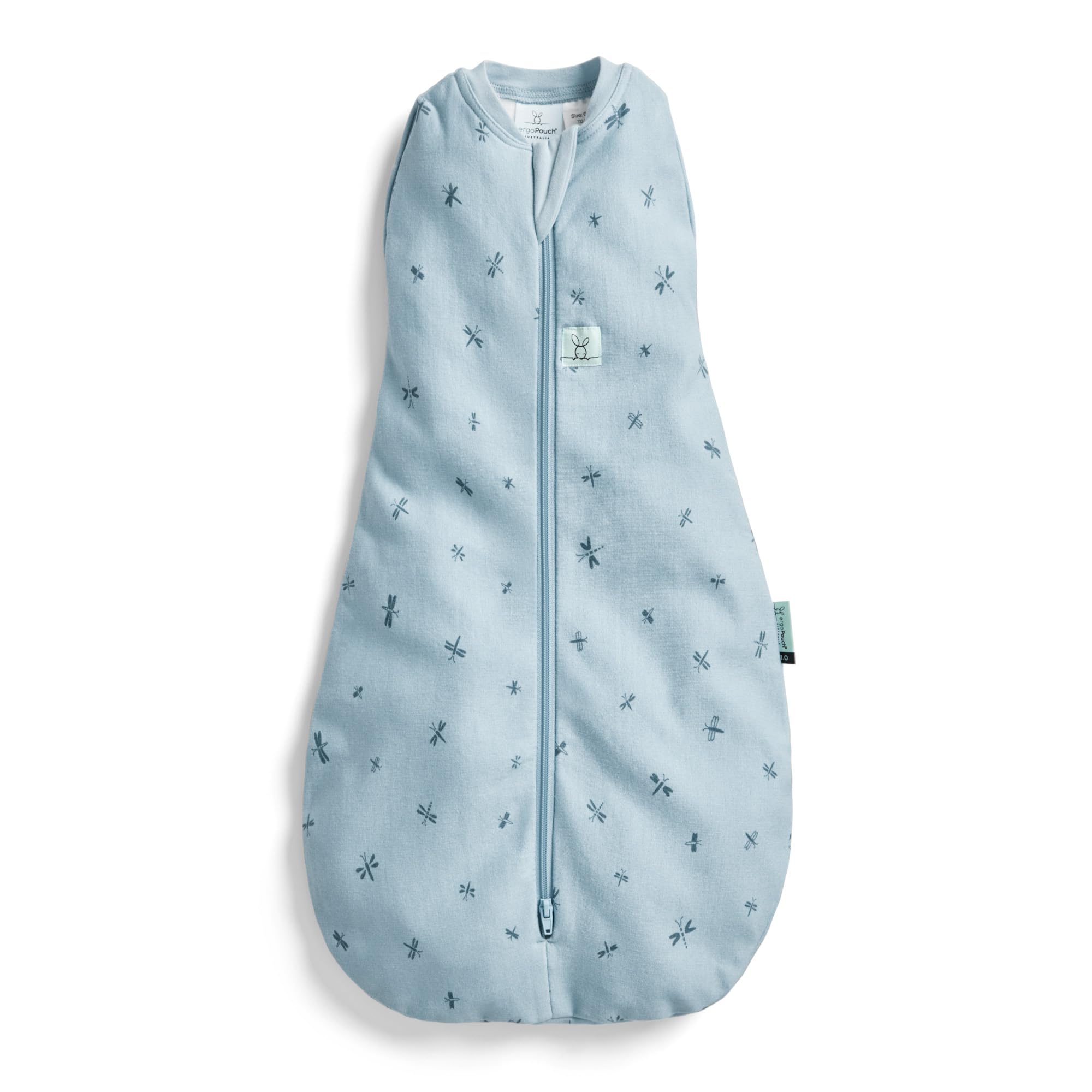 ergoPouch Cocoon Swaddle Sack dragonflies pattern offers breathable, gentle sleep for babies.