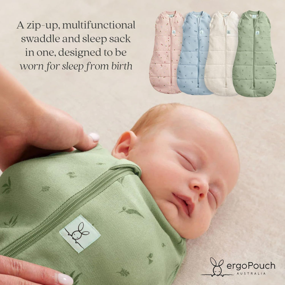 ergoPouch Cocoon Swaddle Sack 1.0 TOG suits moderate nursery temperatures for comfy naps.