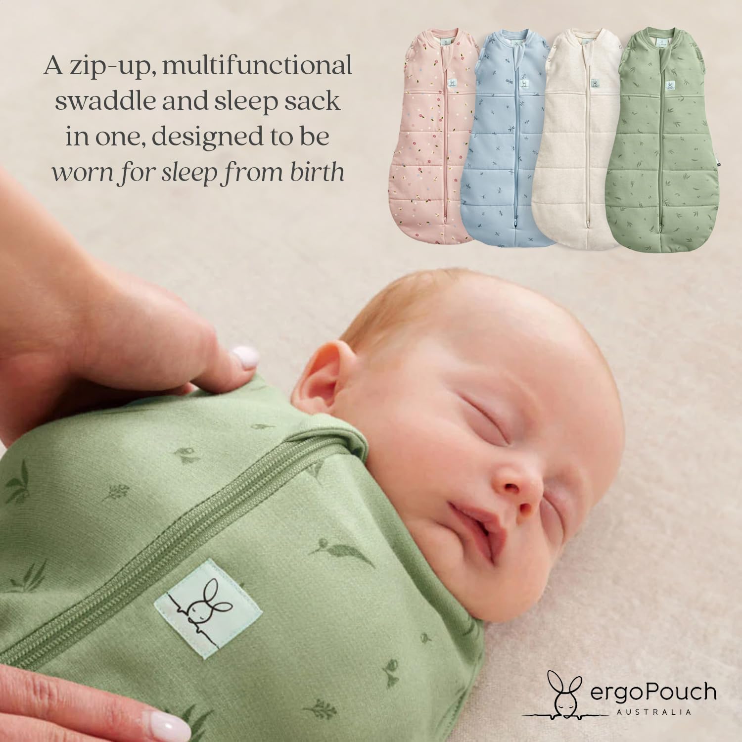 ergoPouch Cocoon Swaddle Sack shoulder snaps detail for easy sizing