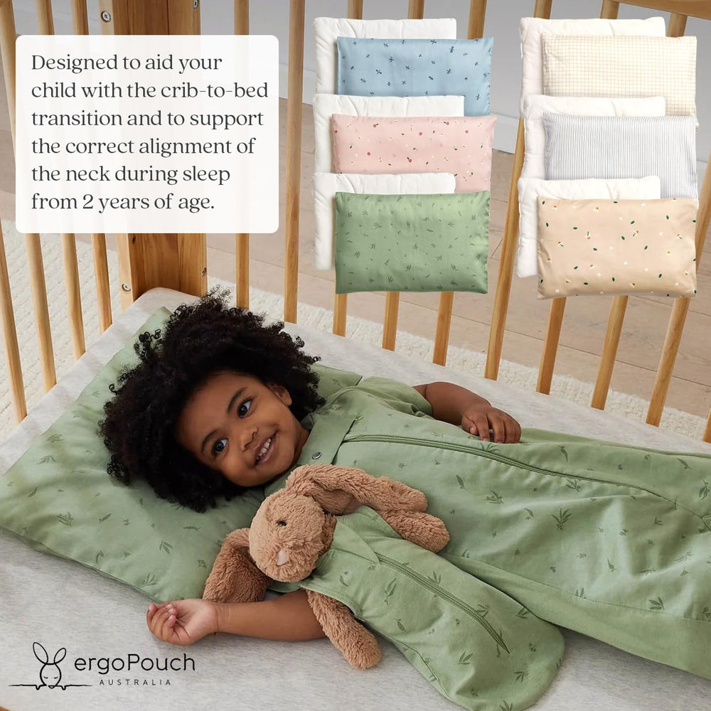 ErgoPouch Dragonflies pillow cover back view showing snug fit