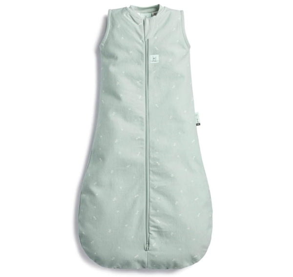 ergoPouch Jersey Sleeping Bag 0.2 TOG arms-out in sage keeps baby snug while allowing movement