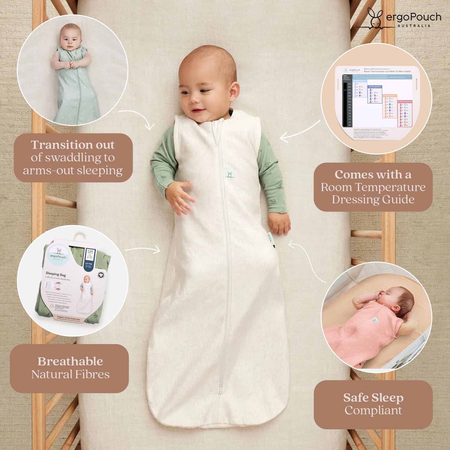 ergopouch bell-shaped bottom supports hip and leg movement.