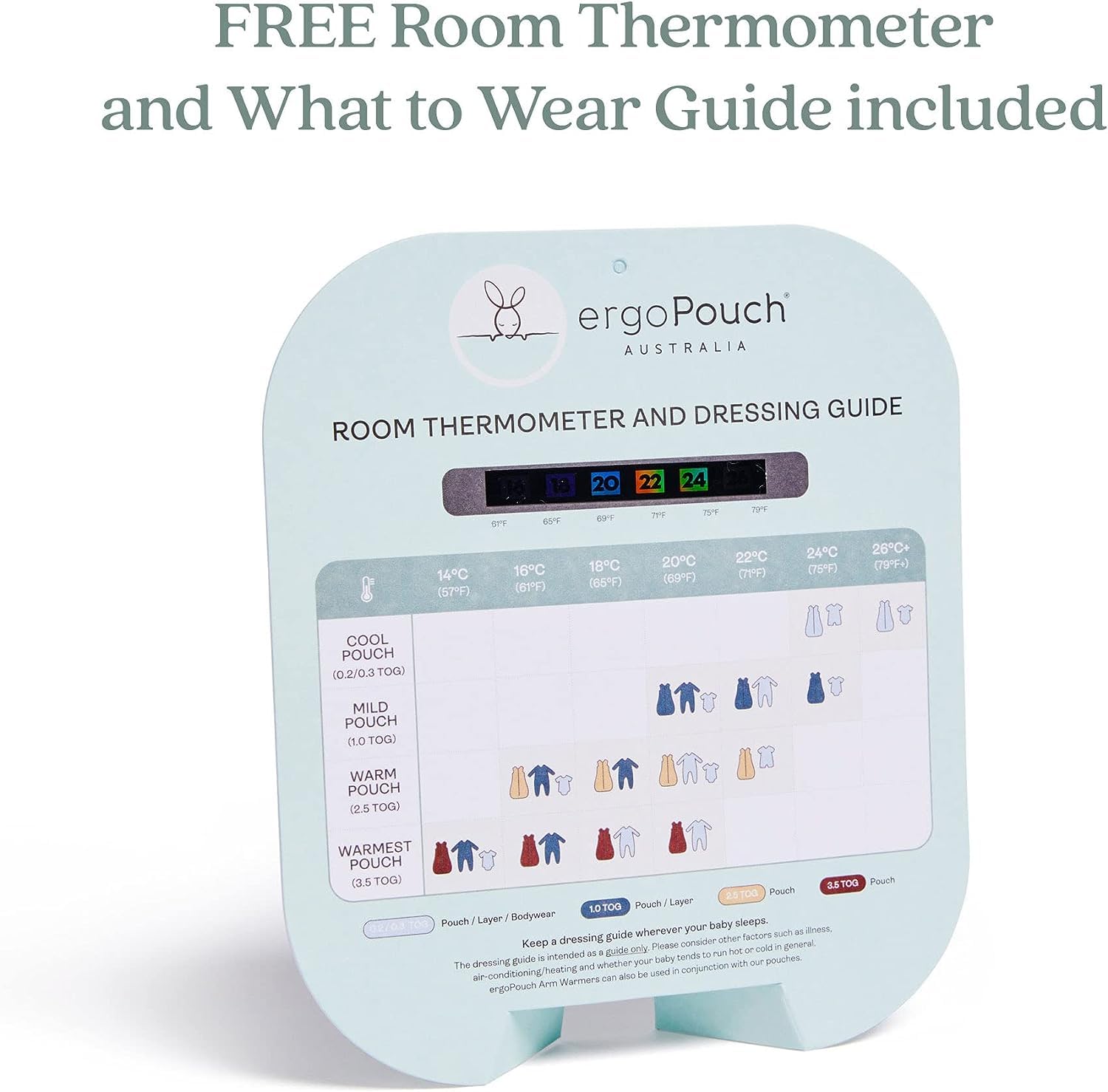 ergoPouch overnight warmth with 2.5 TOG for variable room temps.