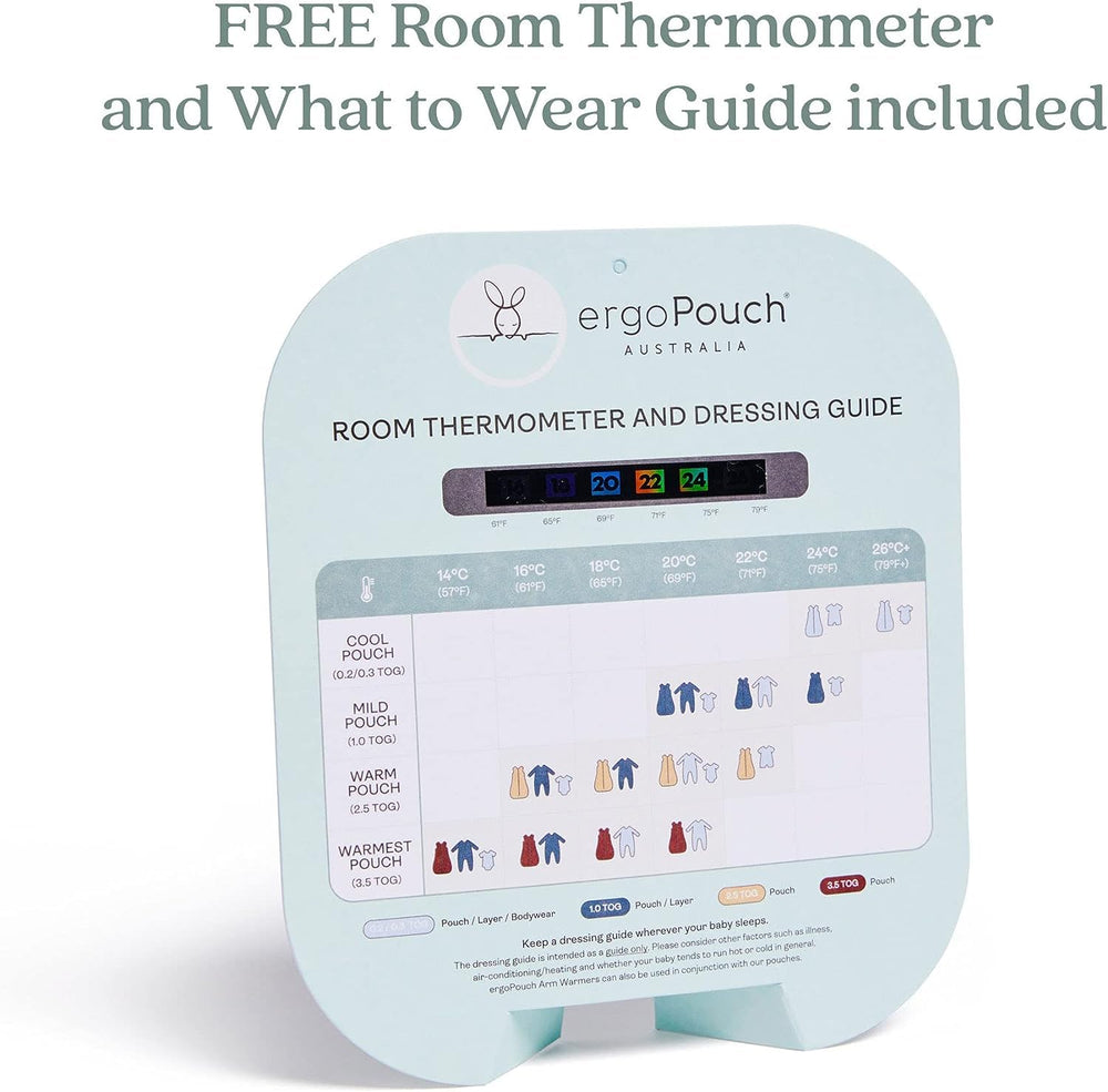 ergoPouch overnight warmth with 2.5 TOG for variable room temps.