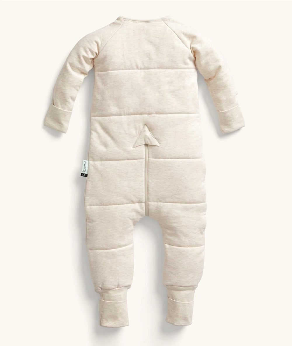 ErgoPouch Sleep Onesie guarding against blankets for warmth without bulk.