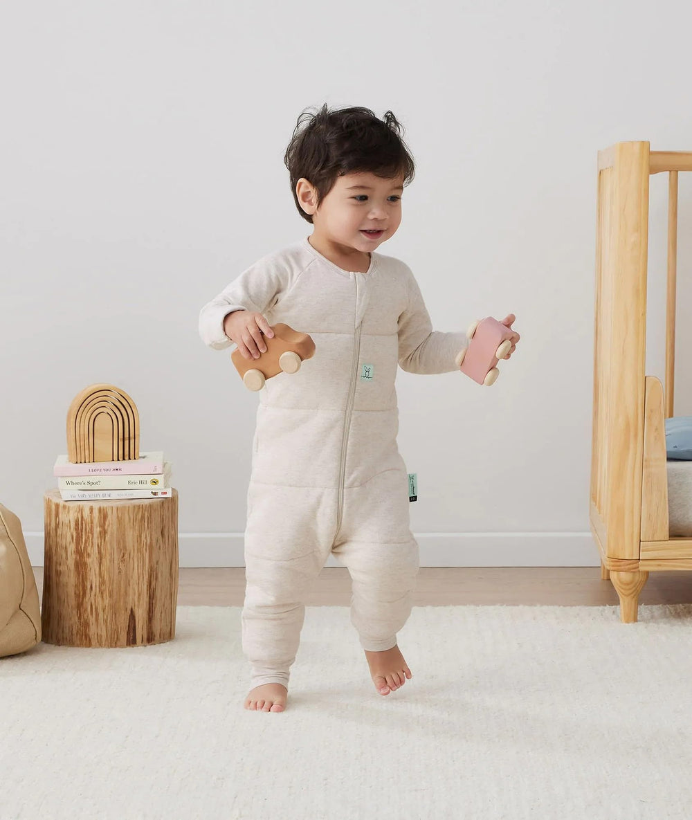 ErgoPouch Sleep Onesie with wrist cuffs to keep fabric close.