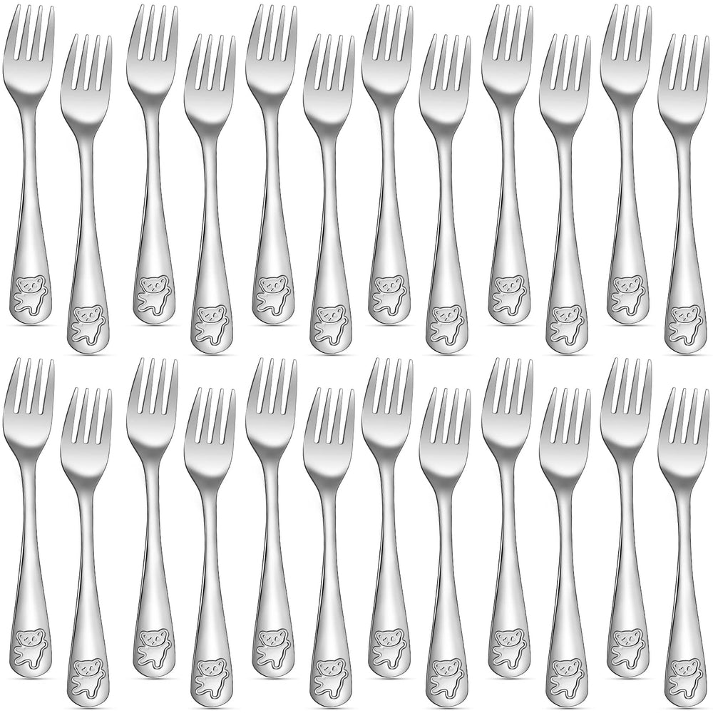 Erinnmy 24-piece toddler forks set for self-feeding with durable stainless steel